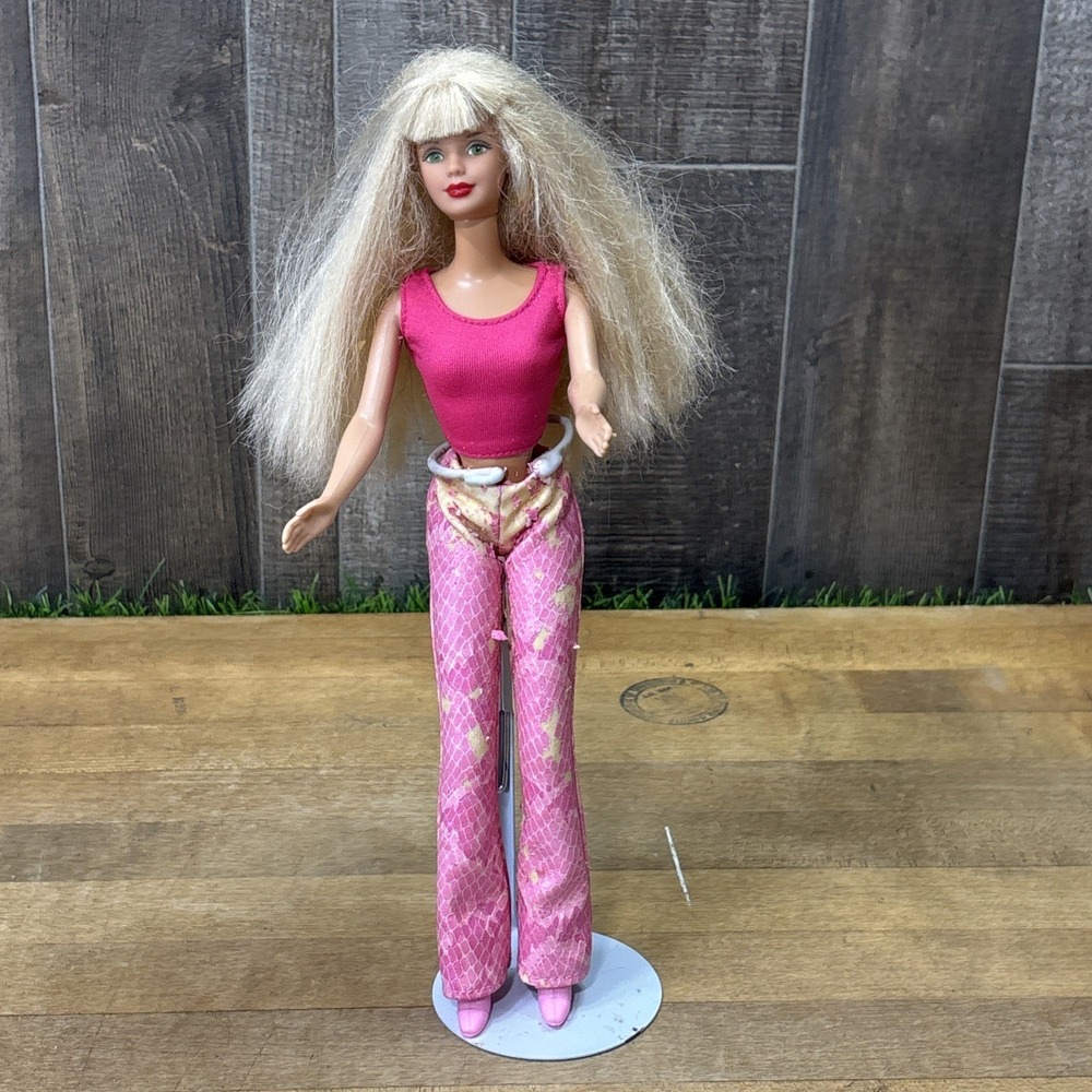 Vintage Barbie Doll 1991 Head Y2K Pink Fashion Designer Outfit Flare Pants